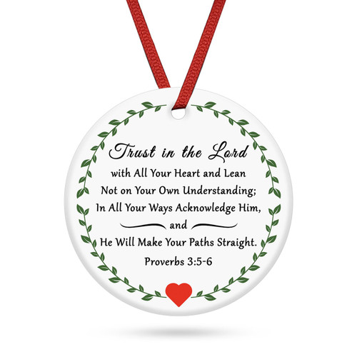 Christian Gifts for Women Girls Christmas Ornament Gifts Proverbs 3:5-6 Religious Bible Verse Gifts for Daughter Ornament Hanging Sign Scripture Verse Gift Inspirational Scripture Christian Gifts