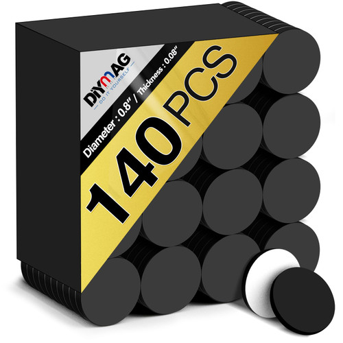 DIYMAG Round Magnets with Adhesive Backing for Crafts - 140 PCs Flexible Self Adhesive Magnetic Tape - Flexible Magnet Sheets with Adhesive for Crafts, Photos and Die Storage, Easy Peel and Stick