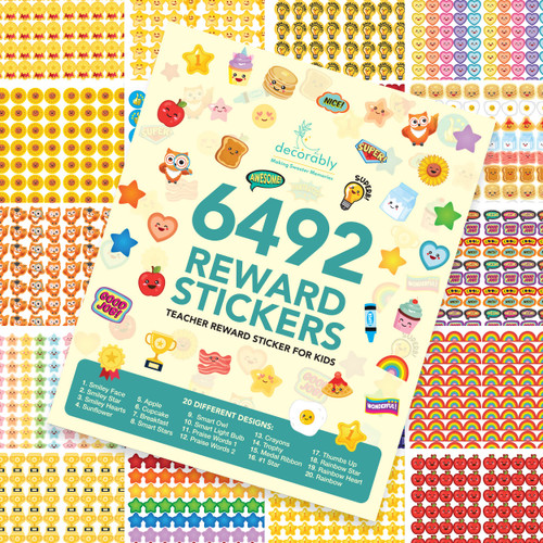 6492 Tiny Stickers for Kids Classroom - 60 Sheets of Reward Stickers for Kids, Small Stickers for Kids Reward Chart, Little Stickers for Teachers, Teacher Stickers for Students, Kids Stickers Small