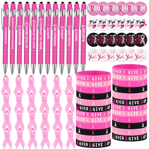 Ctosree 96 Pcs Breast Cancer Awareness Accessories 24 Breast Cancer Pens 24 Pink Ribbon Pins 24 Pink Silicone Bracelets 24 Breast Cancer Brooches for Awareness Program Events Supplies Ctosree 96 Pcs Breast Cancer Awareness Accessories 24 Breast Cancer Pens 24 Pink Ribbon Pins 24 Pink Silicone Bracelets 24 Breast Cancer Brooches for Awareness Program Events Supplies