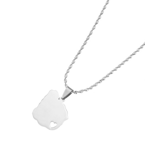 Stainless Steel Uruguay Map Pendant Necklaces Uruguayan Maps Jewelry (Silver) Stainless Steel Uruguay Map Pendant Necklaces Uruguayan Maps Jewelry (Silver)