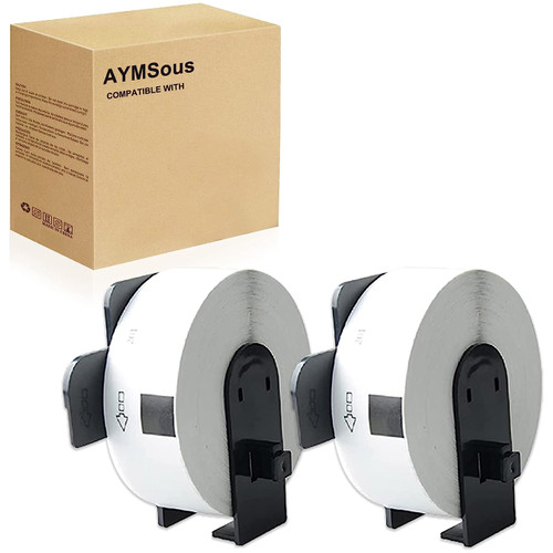 AYMSous 2 Pack DK-1201 Die-Cut Standard Address Label (1-1/7" x 3-1/2" /29mm x 90mm) with 2 Refillable Cartridges Replacement for Brother DK-1201 for QL-500 QL-560 QL-570 QL-650TD QL-710W QL-800