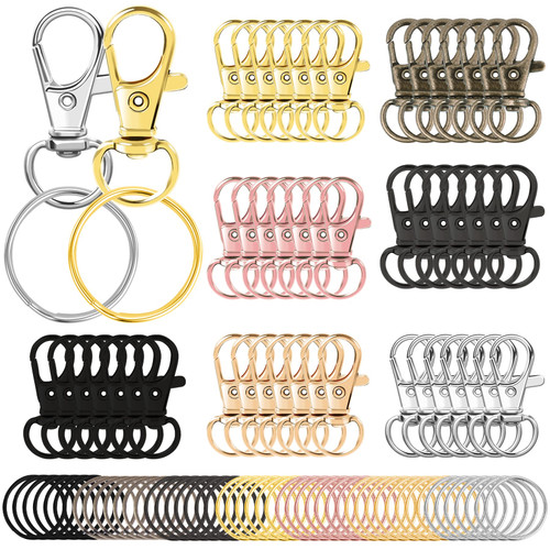 100PCS Swivel Clasps Lanyard Snap Hooks with Key Rings, Key Chain Clip Hooks Lobster Claw Clasps for Keychains Jewelry DIY Crafts (Multicolor)