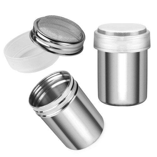 Accmor 10oz Stainless Steel Dredges, Powder Sugar Shaker Duster, Powdered Sugar Shaker with Lid, Fine Mesh Sifter Shakers for Cinnamon Cocoa Popcorn Salt Pepper Flour Baking, 2 Pack