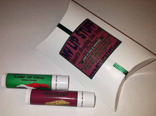 My Lip Stuff Santa's Naughty List Pack (lump of Coal & Fruitcake) Gag Gift Natural Lip Balm Set