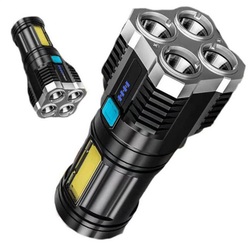 yuandan Handheld LED Flashlight, IPX5 Waterproof High Lumens USB Rechargeable Handheld Flashlights Flashlight for Camping Hiking Outdoor Emergency, Black (9454 1654138560)
