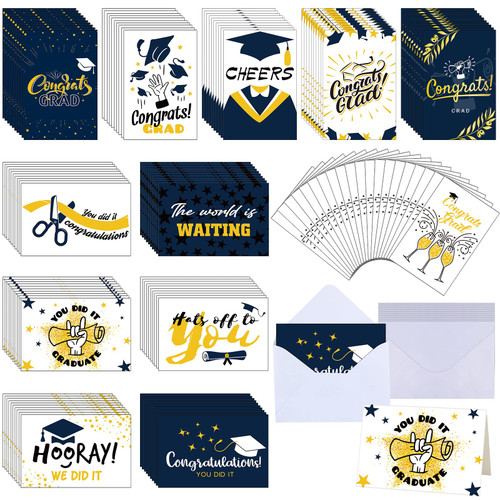 240 Set Graduation Cards Bulk Graduation Congratulations Greeting Cards 4 x 6 in 2023 Congratulations Card with 240 Pcs White Envelopes for College High School Graduation Gift 2023 Party Supplies