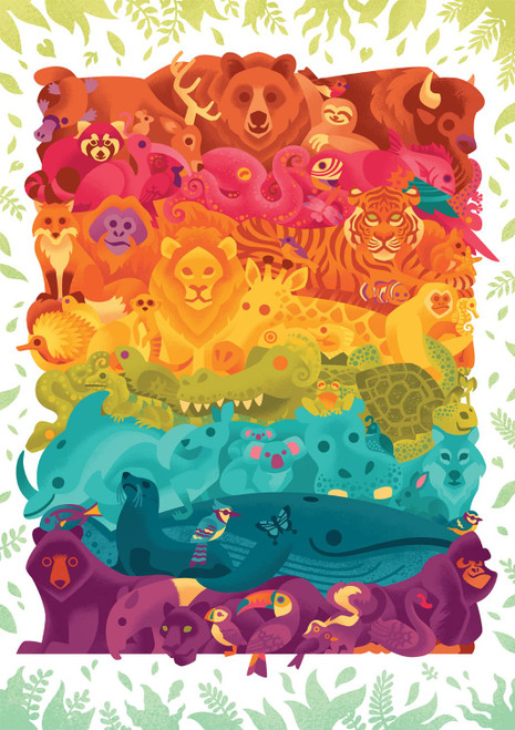 Buffalo Games - Rainbow Menagerie - 300 Large Piece Jigsaw Puzzle for Adults Challenging Puzzle Perfect for Game Nights - 300 Large Piece Finished Puzzle Size is 21.25 x 15.00