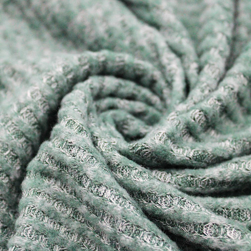 Solid Waffle Brush Poly Rayon Spandex Knit Fabric (Sample Swatch (7"x10" Inches), Dusty Green Chambray)
