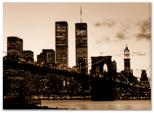 Brooklyn Bridge and WTC at Night- New York City Photo Souvenir Refrigerator Magnet - NYC Fridge Magnets