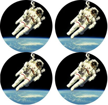 Nasa Astronaut in space Rubber Round Coaster set (4 pack) Great Gift Idea