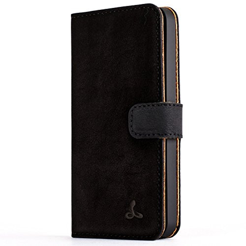 iPhone 5 / 5s / SE Case, Snakehive Vintage Collection Apple iPhone 5 / 5S / SE Wallet Case in Nubuck Leather with Credit Card/Note Slots - (Black) iPhone 5 / 5s / SE Case, Snakehive Vintage Collection Apple iPhone 5 / 5S / SE Wallet Case in Nubuck Leather with Credit Card/Note Slots - (Black)