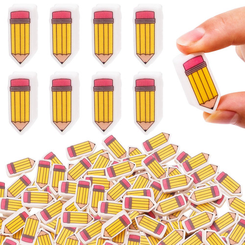 Whaline 60Pcs Back to School Eraser Pencil Shape Mini Erasers Cute Pencil Collection Erasers Classroom Stationery for First Day of School Party Favors Student Prize Homework Rewards Gift Filling