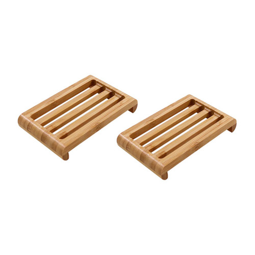Anneome 2pcs Bamboo Wood Soap Dish Bar Soap Holder for Shower Soap Dish for Shower Soap Bar Holder Shower Soap Holder Wood Trim Soap Draining Tray Sink Travel Soap Dispenser