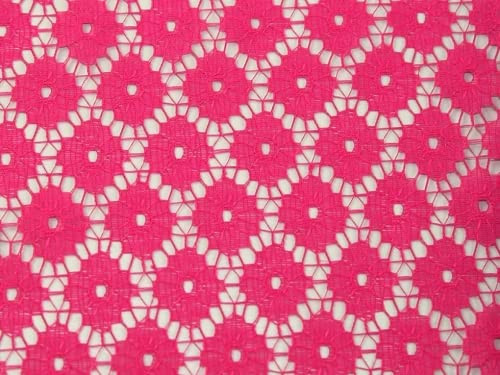 Minerva Crafts Dutch Floral Lace Dress Fabric Cerise Pink - per metre
