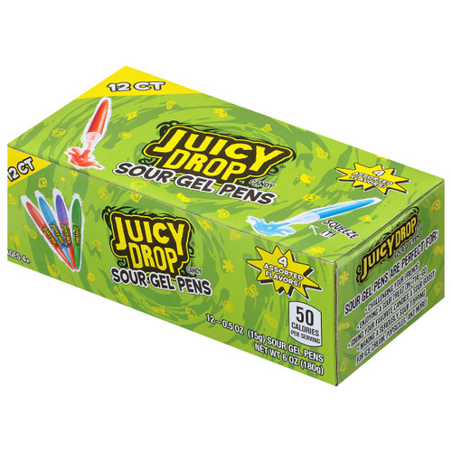 Juicy Drop Sour Candy Gel Pen - Holiday Candy Pack of 12 - Sour Liquid Candy Variety in Assorted Fruity Flavors - Fun Sour Christmas Candy For Party Favors, Stocking Stuffers & Candy Gifts