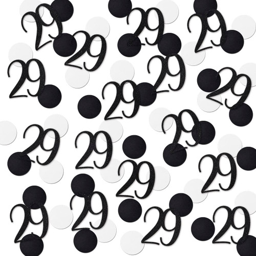 Black Glitter 29 Confetti, 29th Birthday Number Confetti, 200pcs Anniversary Party Table Decoration Supplies
