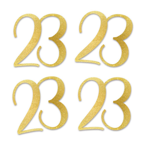 Gold Glitter 23 Cut-Out Numbers, 23rd Birthday Party Anniversary Decorations DIY Essentials