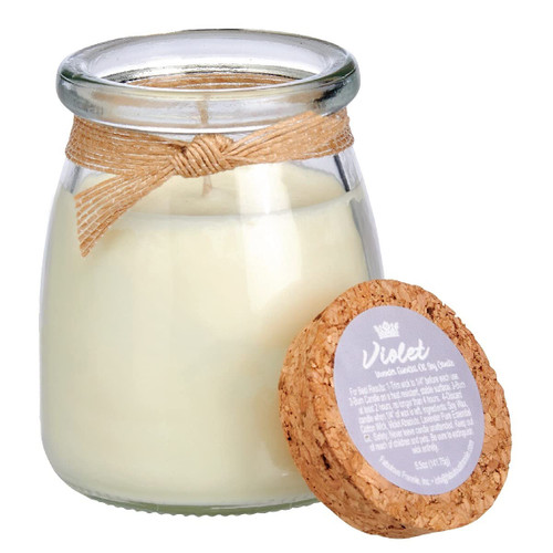 Fabulous Frannie Violet Glass Jar Candle 5oz Made with All Natural Undiluted Pure Essential Oils