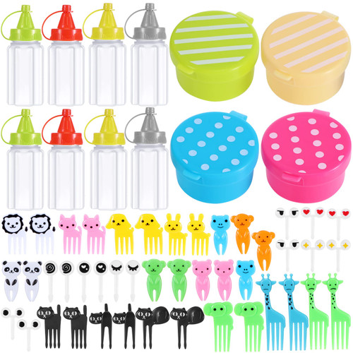 Zubebe 36 Animal Food Picks for Kids 8 Mini Condiment Bottles Ketchup Squeeze Bottle 4 Sauce Container Lunch Bento Box Accessories Zubebe 36 Animal Food Picks for Kids 8 Mini Condiment Bottles Ketchup Squeeze Bottle 4 Sauce Container Lunch Bento Box Accessories