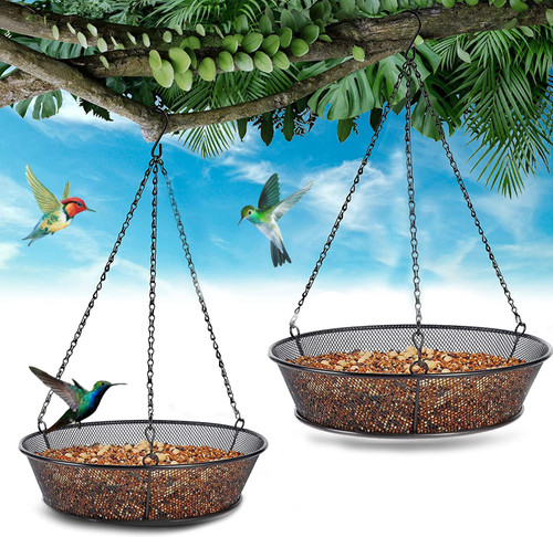 2 Pack Hanging Bird Feeder, Bird Feeder Hanging for Garden Yard Outside Hanging Bird Feeder Tray - Metal Mesh Platform Feeders for Birds Outside Outdoors Hanging for Attracting Birds 2 Pack Hanging Bird Feeder, Bird Feeder Hanging for Garden Yard Outside Hanging Bird Feeder Tray - Metal Mesh Platform Feeders for Birds Outside Outdoors Hanging for Attracting Birds