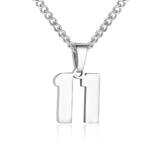 Number Necklace for Boy Silver Athletes Number Chain Stainless Steel Charm Pendant Personalized Sports Jewelry for Men Basketball Baseball Football(11) Number Necklace for Boy Silver Athletes Number Chain Stainless Steel Charm Pendant Personalized Sports Jewelry for Men Basketball Baseball Football(11)