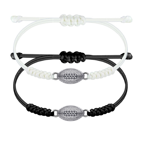 SmileBelle Football Bracelet as Football Gifts for Boys, 2 PCS Rugby Bracelets for Men and Women, Adjustable Braided Bracelets as Sports Birthday Christmas Gifts for Football Lovers