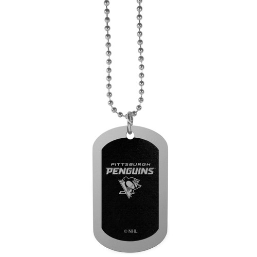 NHL Siskiyou Sports Fan Shop Pittsburgh Penguins Chrome Tag Necklace 26 inch Black