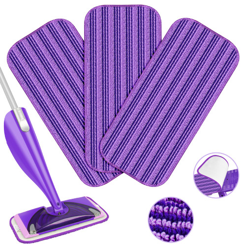 3x Reusable Mop Pads Compatible with Swiffer WetJet Mops - Washable Microfiber Replacement Pads Wet Jet Pads Refills Mopping Cloths Wet Dry Head for Swiffer Wet Jet Mop Hardwood Floor Cleaning, Purple 3x Reusable Mop Pads Compatible with Swiffer WetJet Mops - Washable Microfiber Replacement Pads Wet Jet Pads Refills Mopping Cloths Wet Dry Head for Swiffer Wet Jet Mop Hardwood Floor Cleaning, Purple