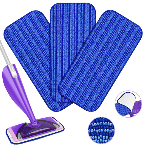 3X Reusable Mop Pads Compatible with Swiffer WetJet Mops - Washable Microfiber Replacement Pads Wet Jet Pads Refills Mopping Cloths Wet Dry Heads for Swiffer Wet Jet Mop Hardwood Floor Cleaning, Blue 3X Reusable Mop Pads Compatible with Swiffer WetJet Mops - Washable Microfiber Replacement Pads Wet Jet Pads Refills Mopping Cloths Wet Dry Heads for Swiffer Wet Jet Mop Hardwood Floor Cleaning, Blue
