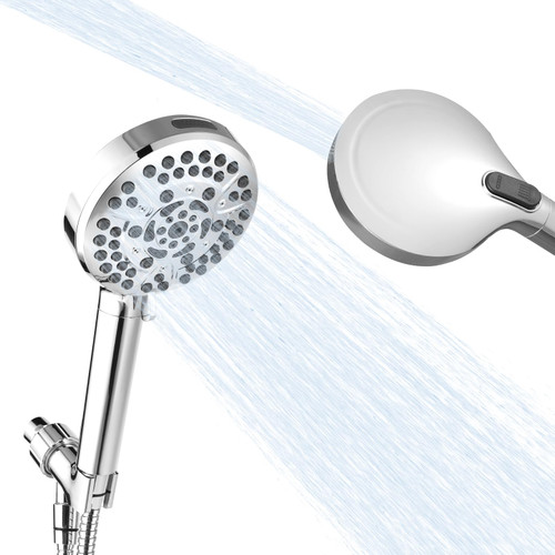 High Pressure 8-mode Handheld Shower Head, Power Wash to Clean, Extra Long 8 ft. Stainless Steel Hose, Wall & Overhead Brackets,Anti-clog Nozzles