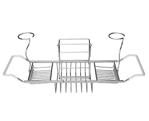 iPEGTOP Stainless Steel Over Bathtub Racks Expandable Bath Caddy Bath Tub Tray Organizer with Wine Glass Holders and Book Rack iPEGTOP Stainless Steel Over Bathtub Racks Expandable Bath Caddy Bath Tub Tray Organizer with Wine Glass Holders and Book Rack