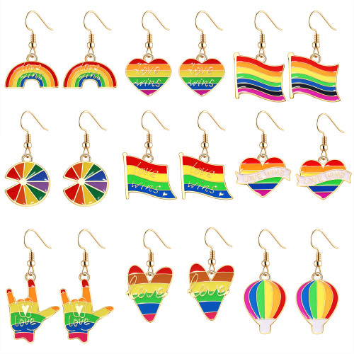 Rainbow Earrings 9 Pairs Unisex LGBT Rainbow Pride Earrings Rainbow Love Wins Flag Drop Hook Earrings Lesbian Heart Dangle Earrings Glitter Rainbow Love Earrings Heart Rainbow LGBT Holiday Jewelry Gifts Rainbow Earrings 9 Pairs Unisex LGBT Rainbow Pride Earrings Rainbow Love Wins Flag Drop Hook Earrings Lesbian Heart Dangle Earrings Glitter Rainbow Love Earrings Heart Rainbow LGBT Holiday Jewelry Gifts