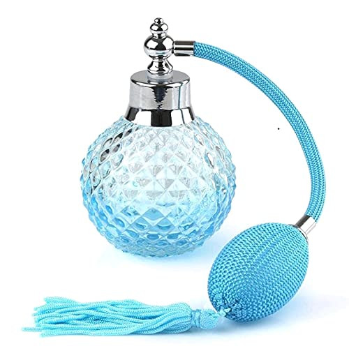 DYYSTORE 100ml Glass Empty Refillable Perfume Spray Bottle, Vintage Refillable Perfume Spray Empty Glass Bottle Atomizer Diffuser holiday Gift. (blue)