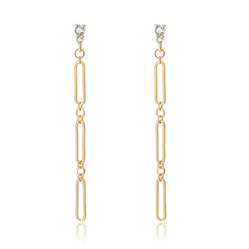 18K Gold Plated Sleek Chain Dangle Earrings for Women,Handmade Minimalist Paperclip Chain Drop Earrings 18K Gold Plated Sleek Chain Dangle Earrings for Women,Handmade Minimalist Paperclip Chain Drop Earrings