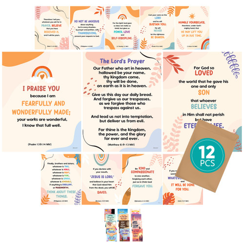 12 Bible Posters for Classroom - 11x14in Bible Posters for Kids Classroom, Christian Bulletin Board Sets, Christian Classroom Decorations, Religious Classroom Decorations, Christian Posters for Kids