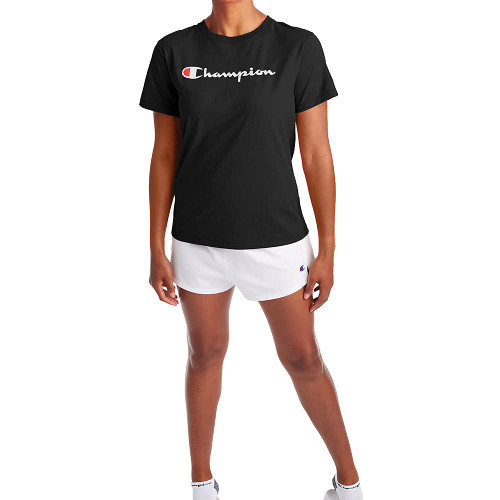 Champion, Classic Tee, Comfortable T-Shirt for Women, (Plus Size Available), Black Script (Retired), 2X