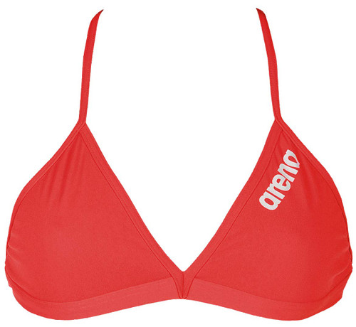ARENA Solid Tie Back MaxLife Bikini Top, Red - White, 26
