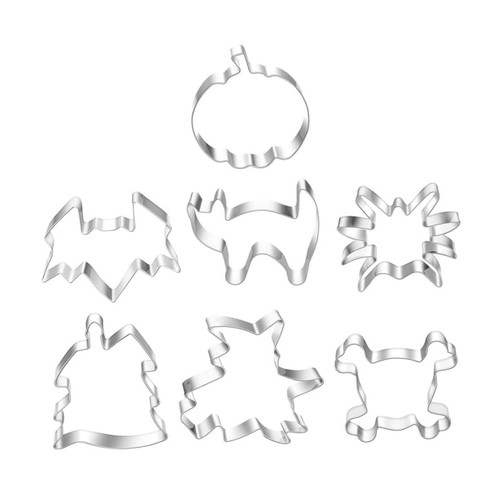 TIDTALEO 7Pcs Halloween Cookie Cutters halloween cookie decorations cookie stamper cake ring biscuit shapes food mini cake molds biscuit cutters Stainless steel baking supplies pumpkin