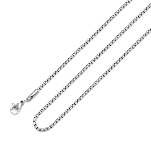 2MM Square Rolo Chain Stainless Steel Round Box Chain Necklace Men Women Jewelry 28 Inches 2MM Square Rolo Chain Stainless Steel Round Box Chain Necklace Men Women Jewelry 28 Inches