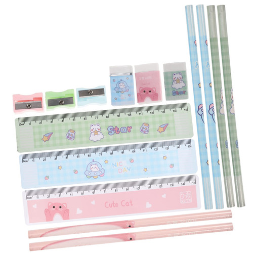 Ciieeo 6 Sets Pencil Set Kawaii Stuff Kids Pencil Kids Suits School Rulers Plastic Ruler Students Ruler Manual Erasers Drawing Pencil Erasers Rubber Stationery Metal Handheld Office