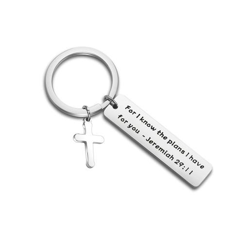 FEELMEM Religious Gifts Jeremiah 29:11 For I Know the Plans I Have For You Keychain Christian Baptism Gift Christening Gift