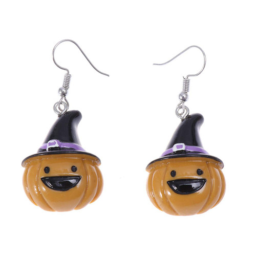 SOIMISS A Pair of Halloween Earrings Funny Ear Studs Exaggerated Personality Smile Face Pumpkin with Hat Ear Hooks for Women Girls for Home
