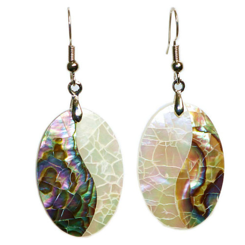 Happyyami 1 Pair shell drop pendant earring abalone earrings shell ear jewelry shell earrings studs nautical earring women dangle earrings fashion earrings for women accessories Oval woman