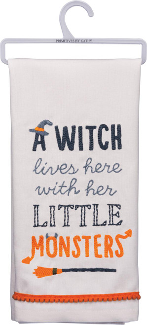 Primitives by Kathy Embroidered Halloween Dish Towel, 18 x 26-Inch, Little Monsters