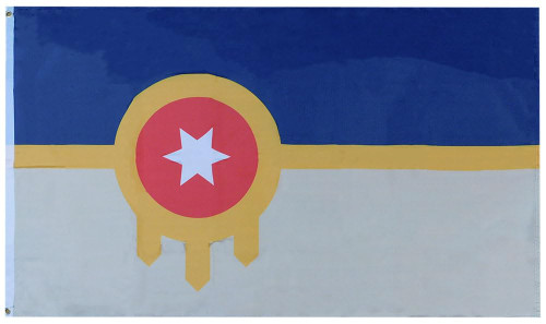 City of Tulsa, Oklahoma Premium Quality Heavy Duty Fade Resistant 3x5 3'x5' 100D Woven Poly Nylon Flag Banner Grommets