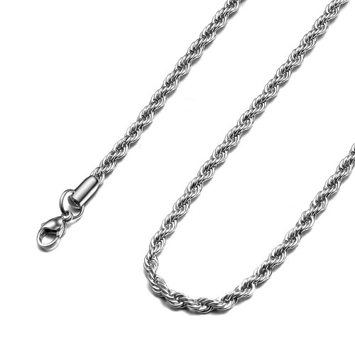 Stainless Steel Chain Necklace for Men Rope Chain Necklace 2.5mm Twist Chain Necklace Jewelry for Men Women 22 Inches Stainless Steel Chain Necklace for Men Rope Chain Necklace 2.5mm Twist Chain Necklace Jewelry for Men Women 22 Inches