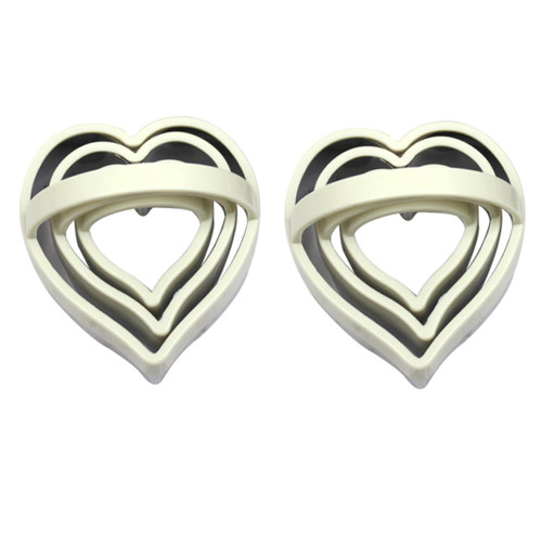 FUNOMOCYA 2 Sets stainless steel mold Baking Cutter heart biscuit cutter metal cookie press Heart cookie cutter muffin cutter pastry ring heart shaped candy DIY Bake Mold Pearlescent stamp