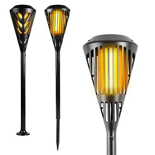 KINDEEP Solar Torch Lights Waterproof Flickering Flames Torches Lights Upgraded Outdoor Spotlights Landscape Decoration Lighting Dusk to Dawn Auto On/Off Security Torch Light for Patio Driveway-2Packs KINDEEP Solar Torch Lights Waterproof Flickering Flames Torches Lights Upgraded Outdoor Spotlights Landscape Decoration Lighting Dusk to Dawn Auto On/Off Security Torch Light for Patio Driveway-2Packs