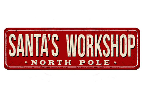 Losea Santa's Workshop Metal Retro Wall Decor Vintage Tin Signs for Home Bar Coffee 4x16 Inches